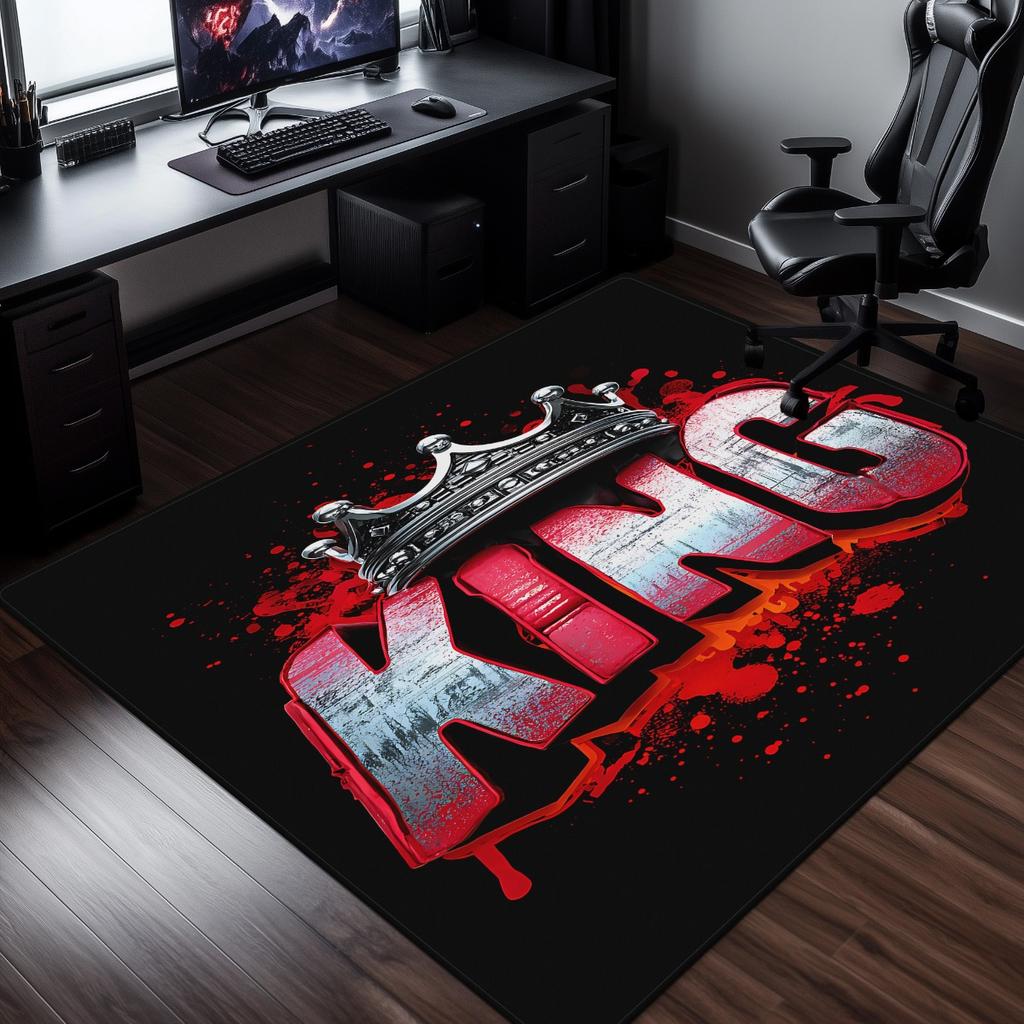 King Emblem Art Printed Carpet, Non-Slip Bottom, Machine Washable, 100% Polyester Mat for Living Room, Bedroom, Office, and Kitchen Decor