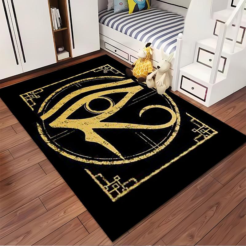 Eye of Horus Symbol On Black Background Non-slip Rug Suitable for Living Room and Bedroom Sofas