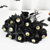 1/5Pcs Halloween Flowers Artificial Black Rose With Eyeball For Halloween Home Decoration Party Horror Props DIY Bouquets Craft