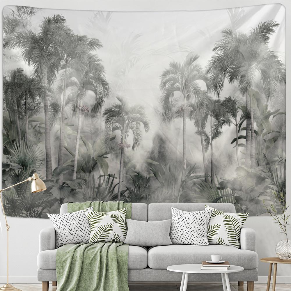 Tapiserie Papagal în ceață Psihedelic Hippie Tapiz Boho Mural Agățat pe perete Decor estetic pentru cameră