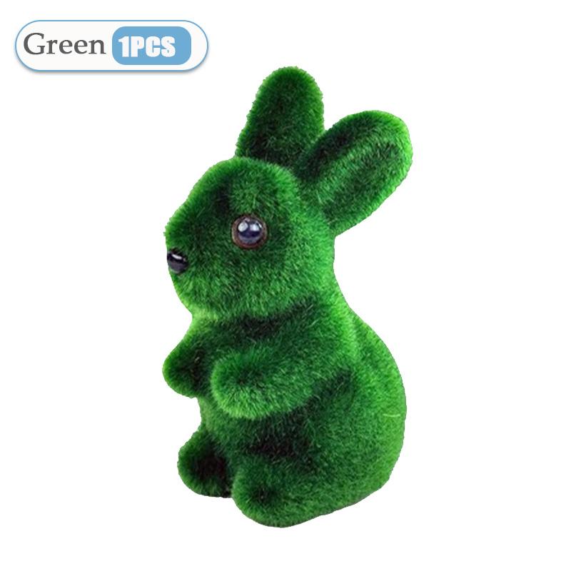 1-10PCS Easter Bunny Green Foam Flocking Realistic 3D Moss Rabbit Craft Ornament Gardening Decor  Spring Home Decoration Display