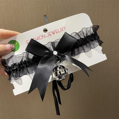 Katzenohren Stirnband & Spitzenchoker mit Glöckchen - Weihnachts-Kostümset