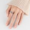 925 Silver Plated Double Layer Zircon Open Ring for Women Fashion Simple Rotatable Adjustable Ring Jewelry Birthday Gift