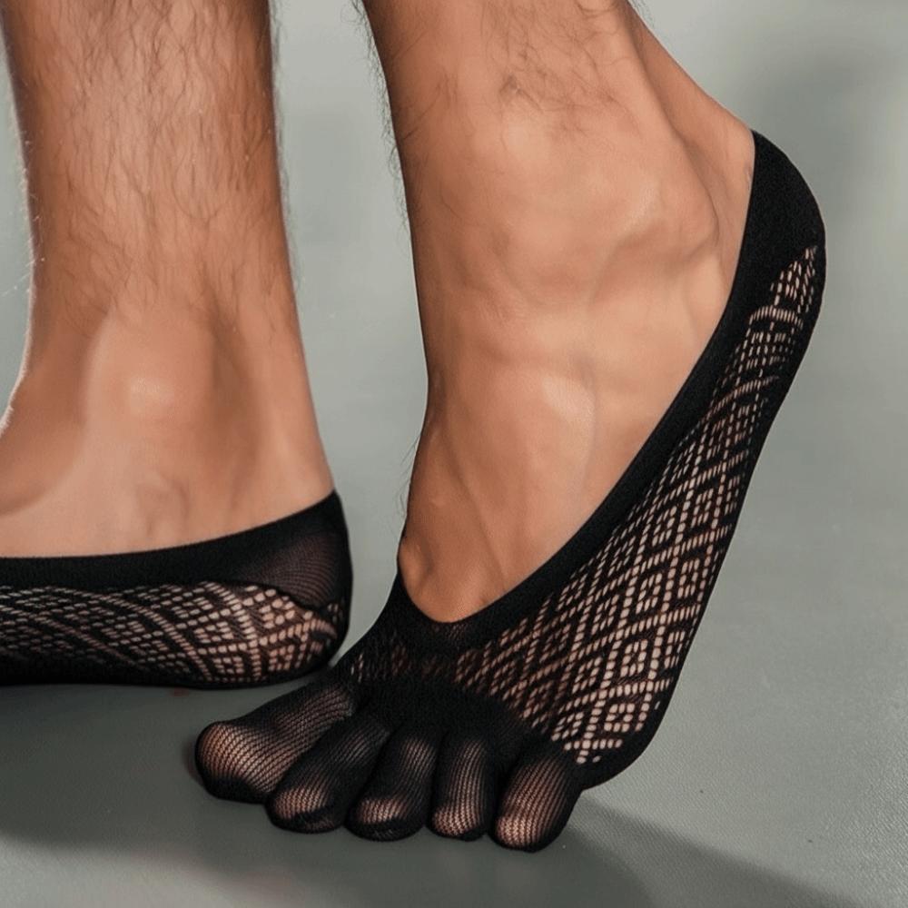 Non-Slip Five Finger Socks Mesh Grid Invisible Socks Simple Toe Seprate Socks  Low Cut