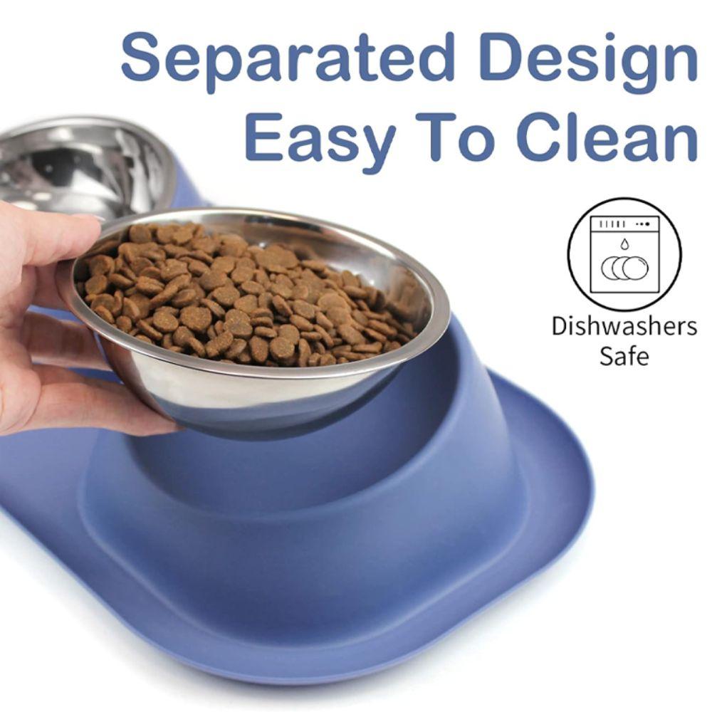 Stainless Steel Mess Proof Elevated Pet Bowl Detachable Stable Dog Cat Food Water Bowls Multifunctional Protect Cervical Spine