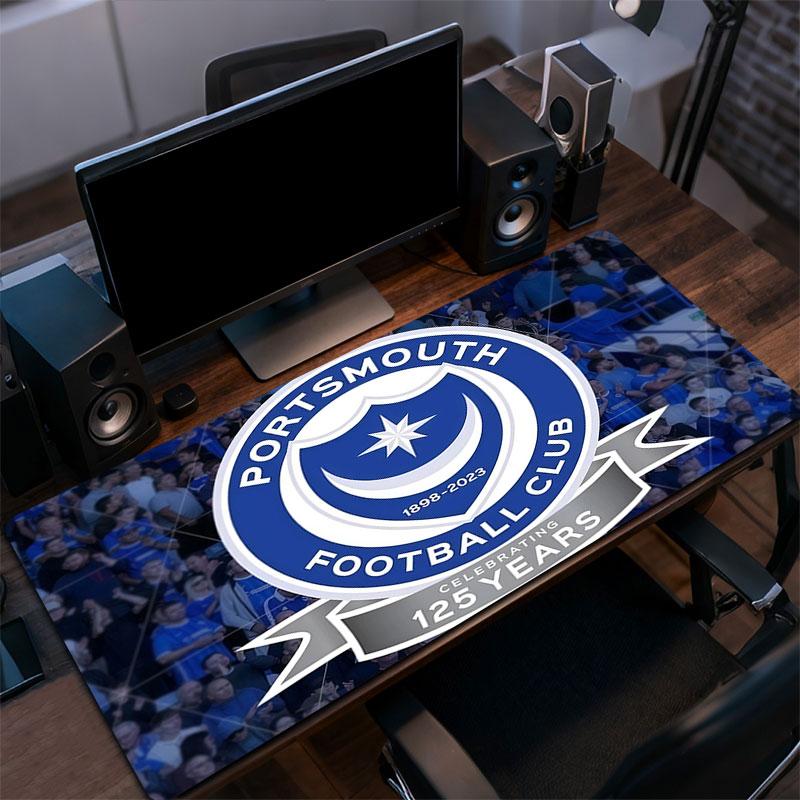 Portsmouth FC Mouse Pad, Large Gaming Desk Mat, Non-slip XXL Mousepad for Laptop & Tablet, Mini PC Playmat with Stitched Edges