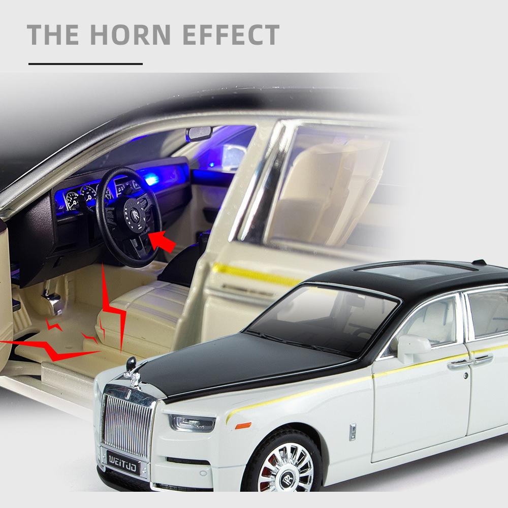 1/20 Scale Phantom Diecast Car Model Toy, Pull Back Toy Vehicle with Sound and Light for Kids Toddler Boys Girls Gift Collection