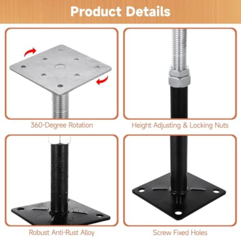 8 PCS Adjustable Floor Jacks Heavy Duty Metal Post Floor Support 5 to 8 Inches Mini Screw House Jack Deck Foundation Lift Suppo