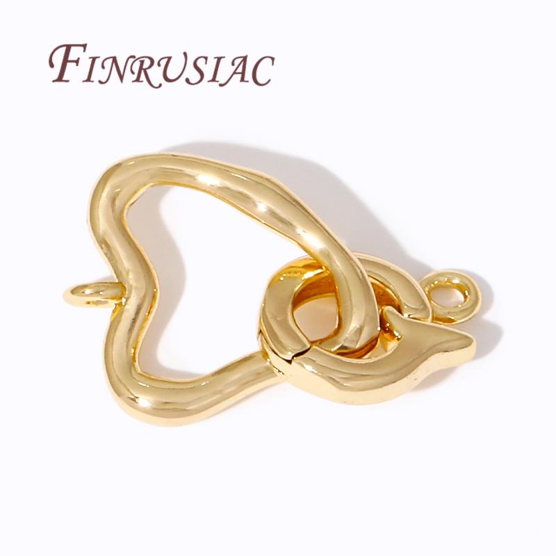 18K Real Gold Plated Heart Shape Connector Clasps,Pearl Clasp For Jewelry Making Findings DIY Accessories,Fastener Clasps