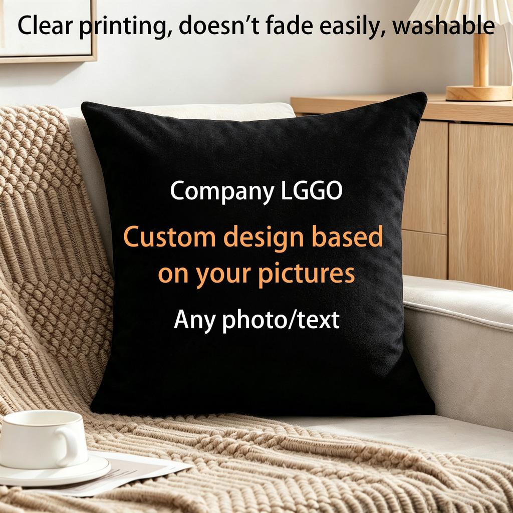 Custom Design Throw Pillow Case DIY Logo Picture Print Cushion Cover Soft Pillow Cover for Home Car Sofa Decor
