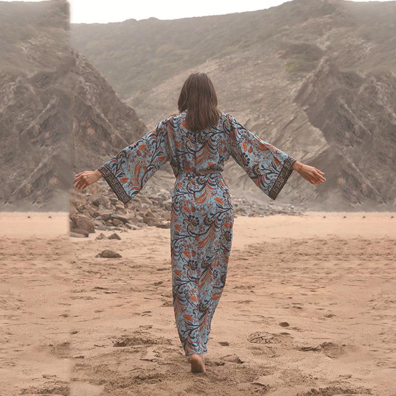 2025 Women's Rayon Print Sun Protection Holiday Cardigan & Beach Cover-up