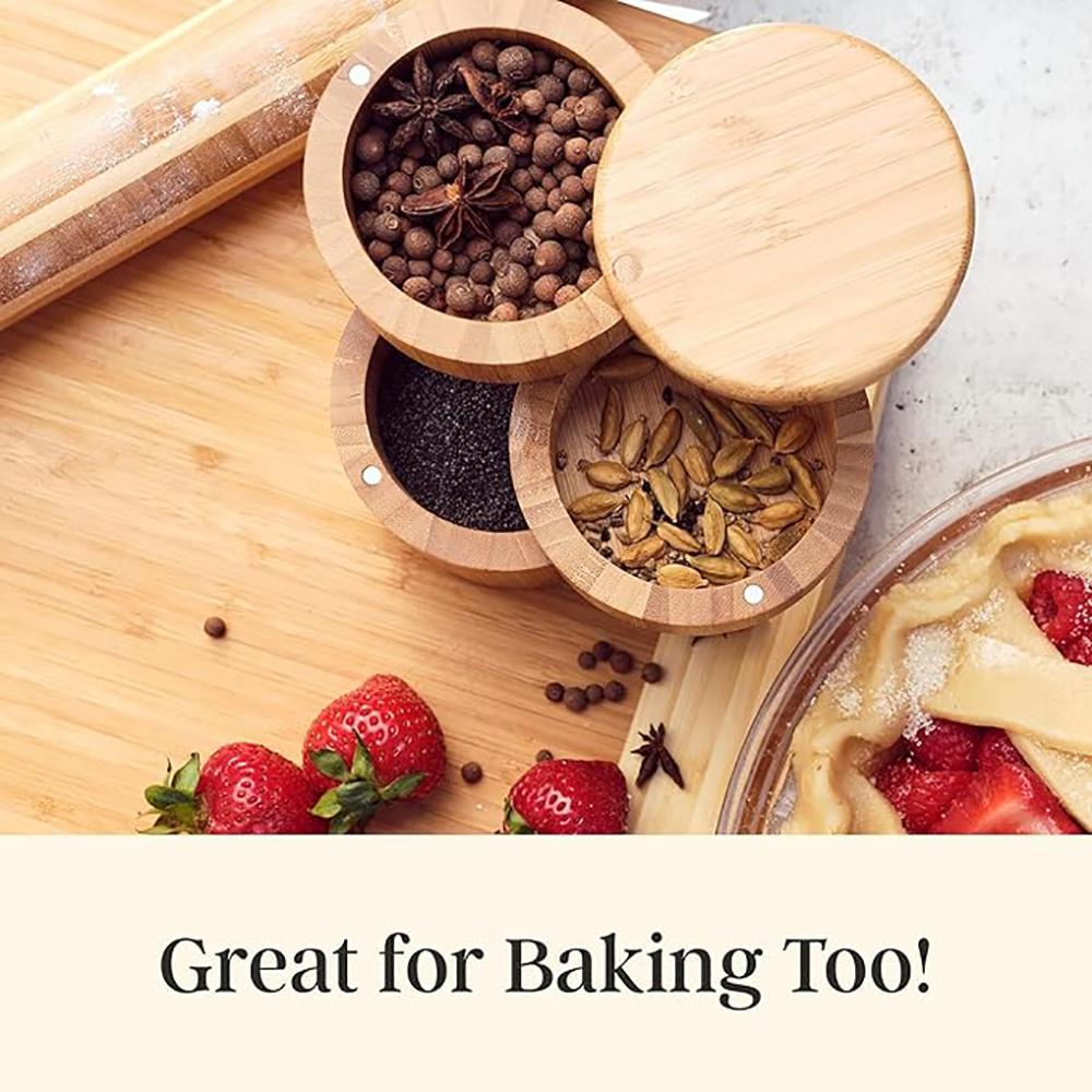 Bamboo salt box, seasoning box, spice box, kitchen and household storage box magnetic seasoning jar.zwq