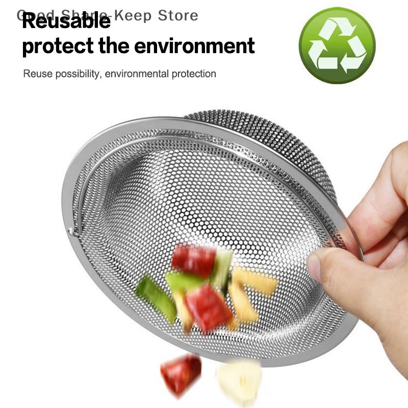 3-Pack Stainless Steel Sink Filter with Handle - Kitchen Food Hair Strainer Disposable Mesh Drains Filter Sink 3 Sizes Available