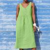 Summer Boho Dress Women Casual Cotton Linen Sleeveless Large Size Holiday Fashion Spring Dress