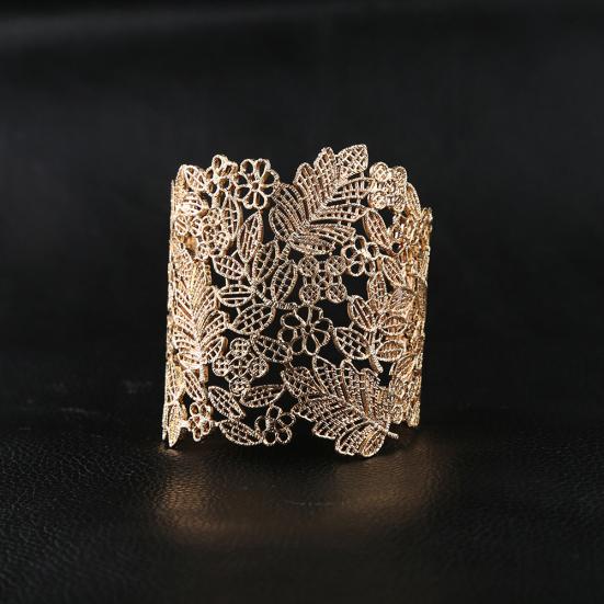 Women Simple Wide Opening Hollow Out Alloy Cuff Bangle Bracelet Fashion Jewelry