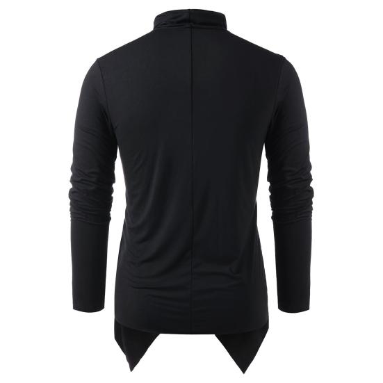 Men Autumn Shirt Vintage Long Sleeves Solid Color Asymmetrical Cardigan Warm Shawl Collar Medieval Breathable Men Autumn Tops for Daily Wear