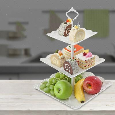 1set 3-layer White Cake Rack, Cookie Tray, and Cake Tower, Suitable for Cake Decoration At Parties Such As Weddings and Seasons