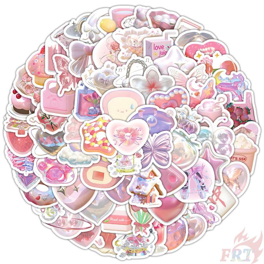 100Pcs/Set Baby Pink Dazzling Art Mini Stickers DIY Fashion Decals Stickers