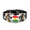 Factory National Country Flag Design Bracelet Crystal Bead Snap Button Sports National Team Jewelry Gift Leather Wrap Bracelet