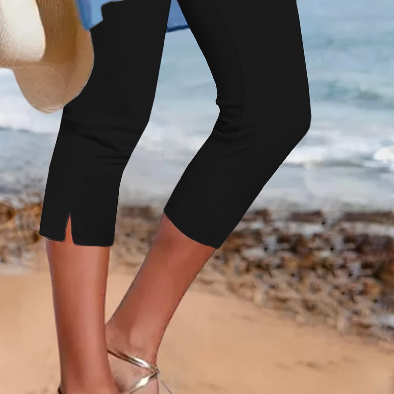 Женские леггинсы - Дышащие узкие укороченные брюки для йоги - Цвет XXL чёрный