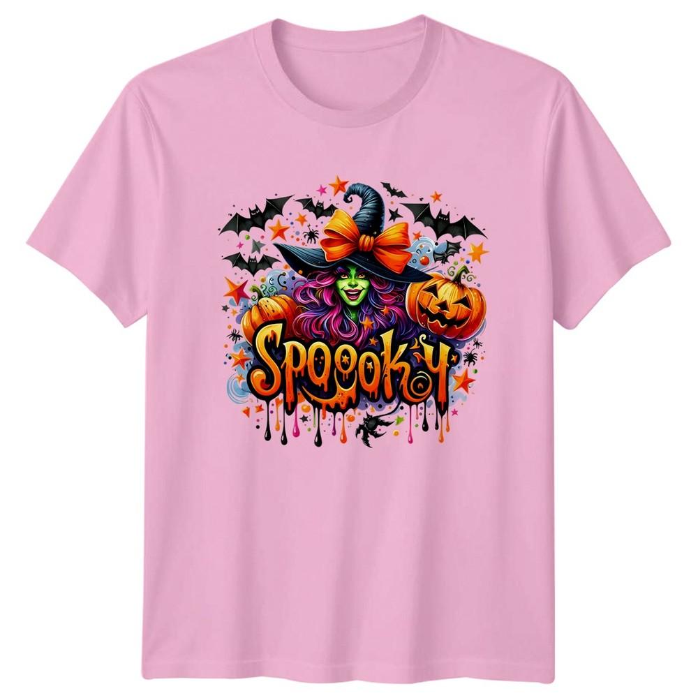 Spooky Halloween Witch Pumpkin Bats Unisexs Unisexs Graphic Tee Shirt