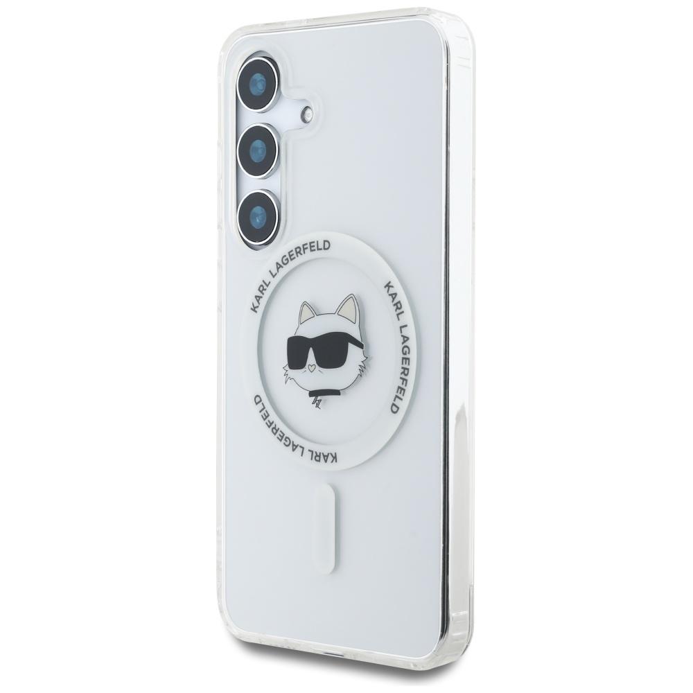 Karl Lagerfeld Button Choupette Case Printed Logo Magsafe For Samsung Galaxy S25 White