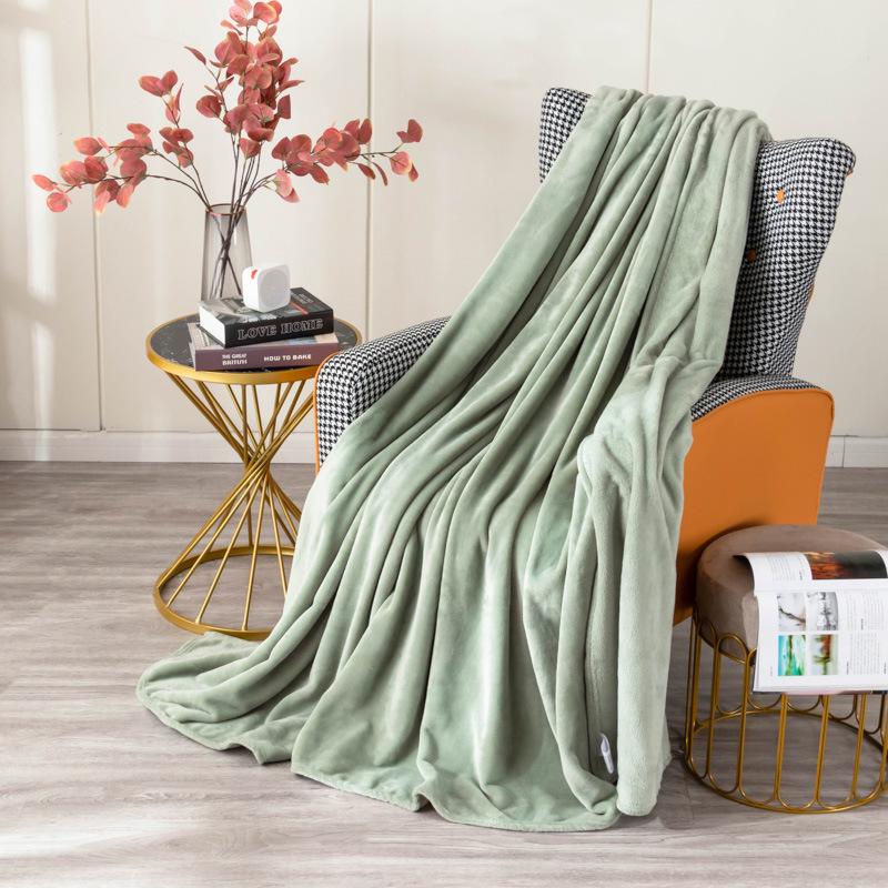 Solid Color Thickened Flannel Coral Velvet Blanket - Dual-sided for Bed or Office Nap