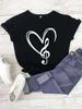 Fashion Women T Shirt Musical Note Printed T Shirt Casual Black Tops 90s Ladies Girls Tee Shirt Female Harajuku Graphic T-shirt