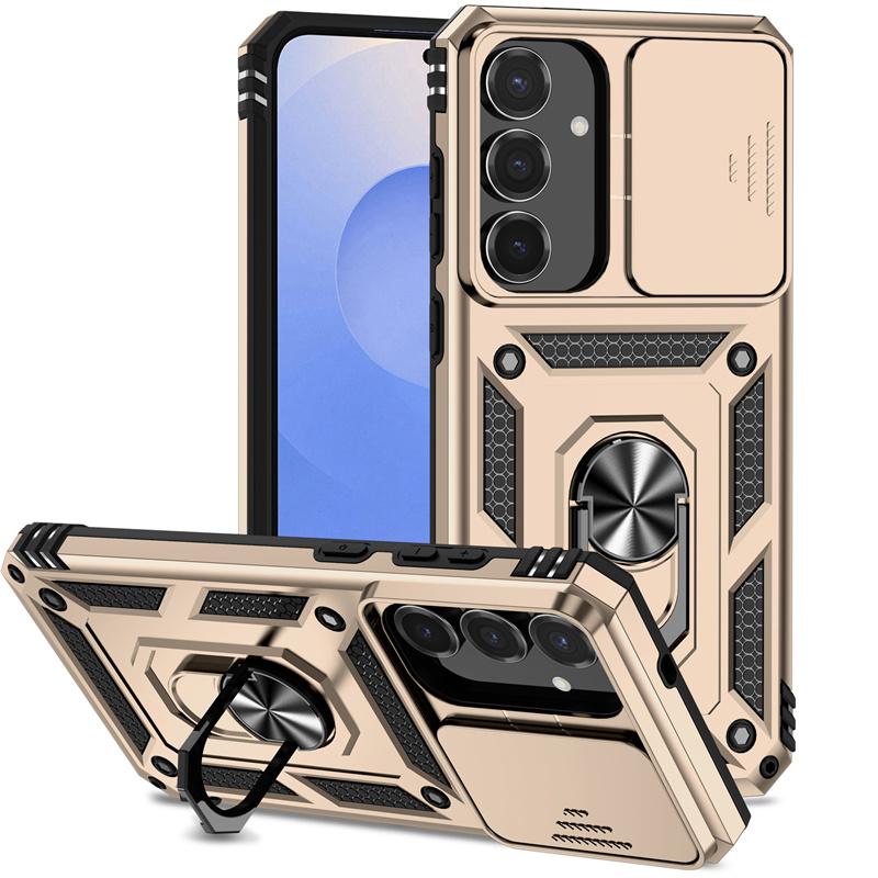 For Samsung Galaxy S25 FE 5G Case Slide Camera Lens Protect Armor Phone Case For Galaxy S 25 FE S25FE Magnetic Holder Ring Cover
