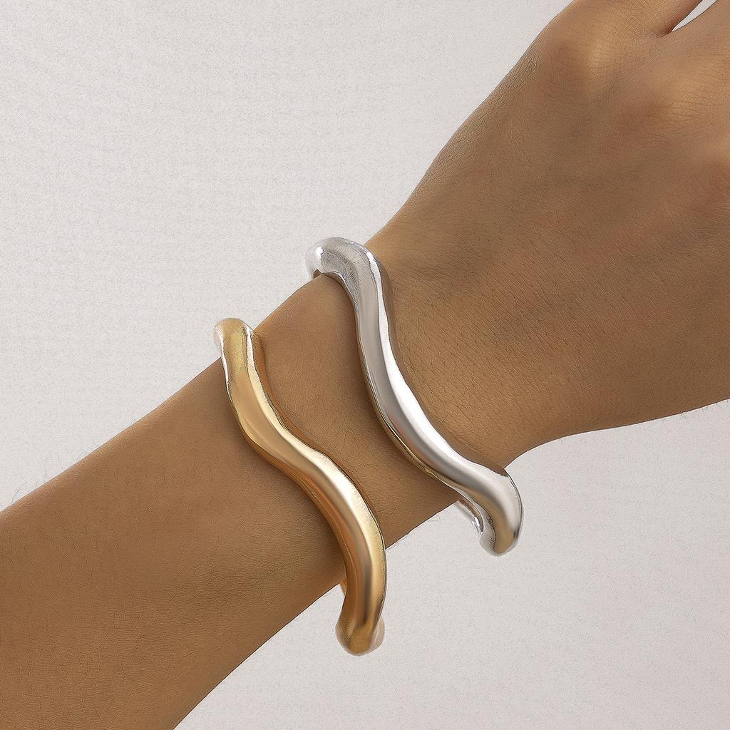 DIEZI Vintage Silver Color Cuff Bangles Sets Hip Hop Punk Gold Color Geometric Metal Bangles For Women Bracelets Men Jewelry