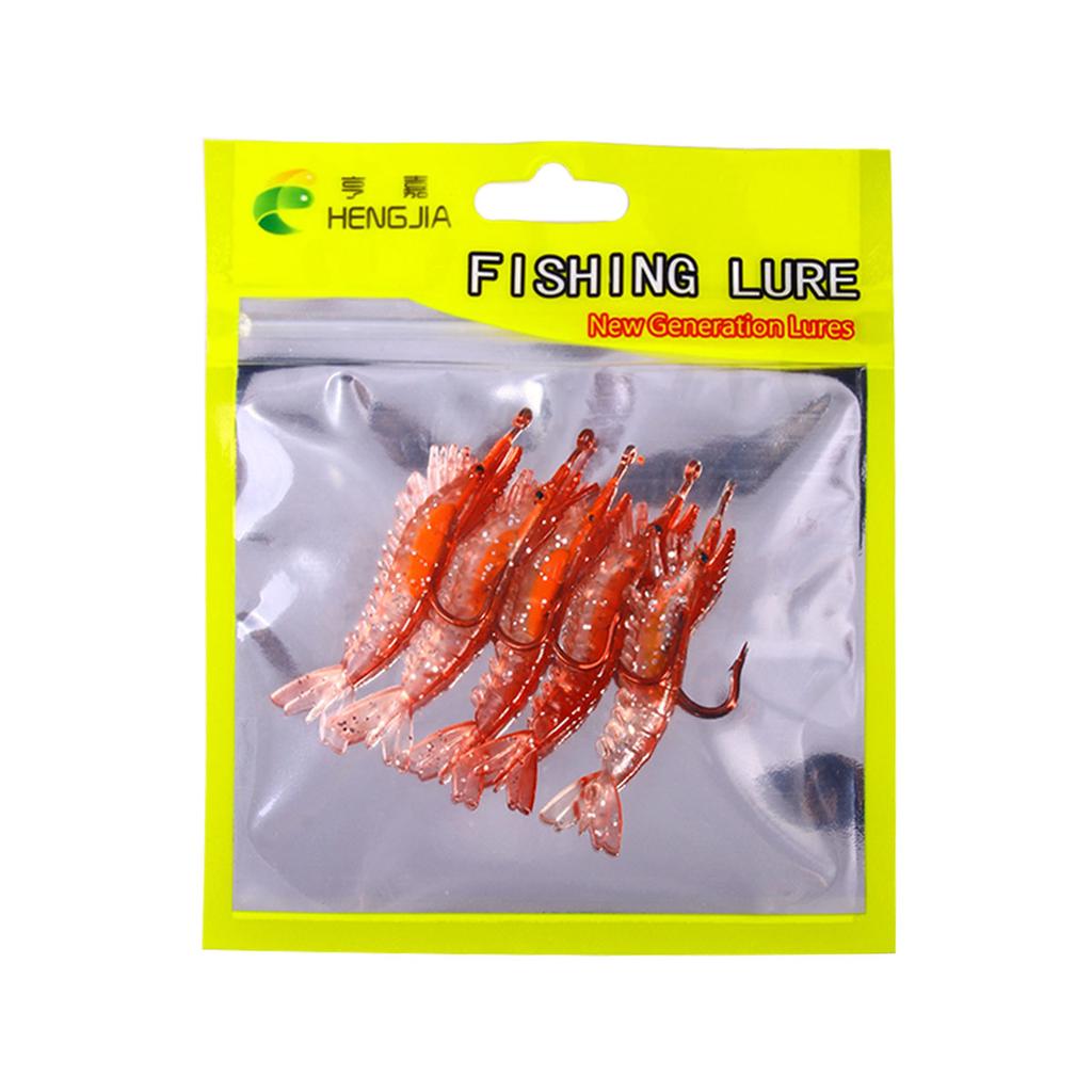 Luminous Shrimp Fake Baits Soft Simulation Prawn Lure Fishy Smell Artificial Trout Bait Single Hook Sea Fishing Tackle