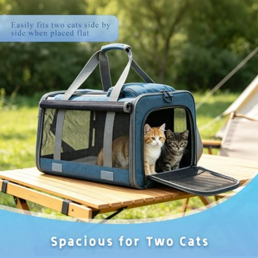 Pet Carrier for Medium-Small Cats, Collapsible Cat Carrier and Soft-Sided Pet Carrier for Medium Big Cats and Puppy Up to 17lbs