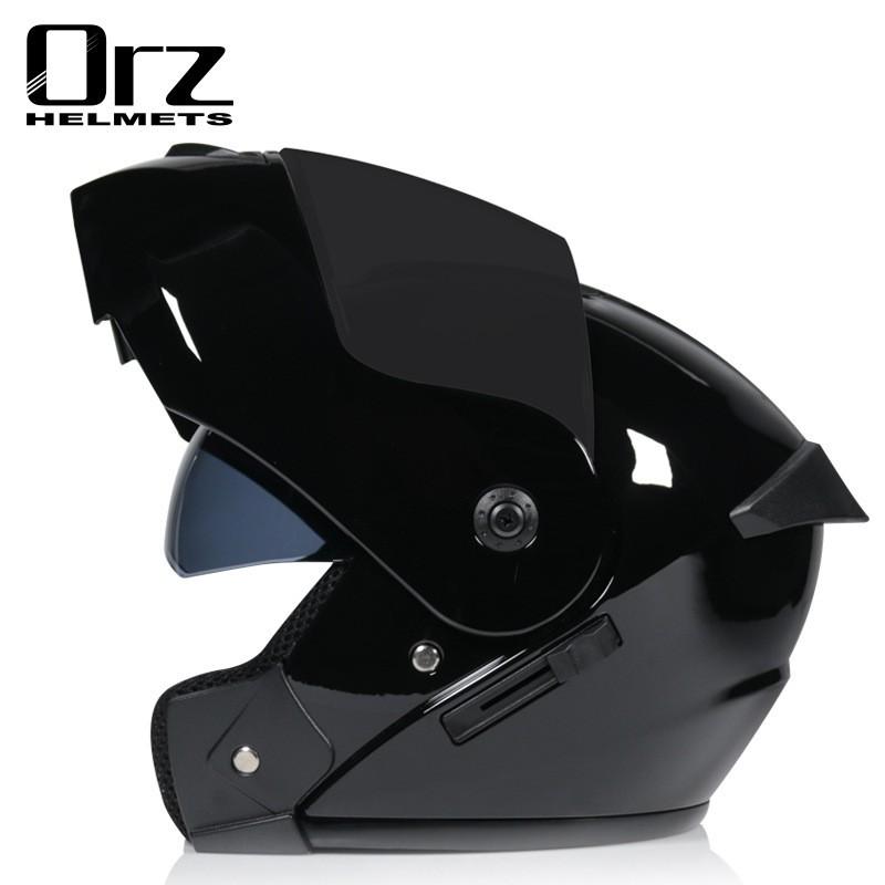 Dual Lens Flip-Up Full Face Motorcycle Helmet Men Women ABS Safety Gear Racing Street Riding