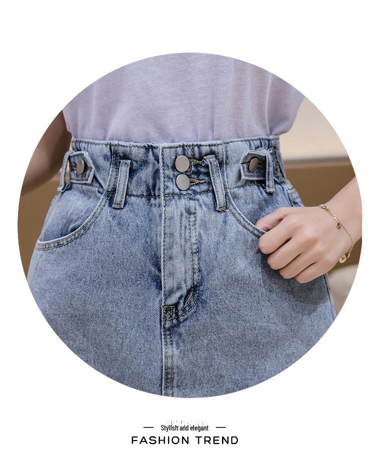 Damen Sommer 2025 Retro Denim A-Linienrock, Übergröße, Figurschmeichelndes Hüftdesign