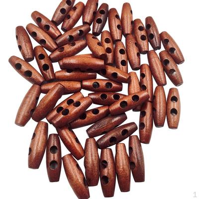 50 Pezzi Toggle in Legno a Forma di Oliva Bottoni a 2 Fori Cucito per Decorazione Vestiti