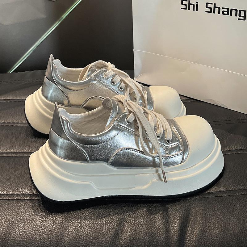 Fashion Casual Women Shoes 2025 Big Head Thick Bottom Lace-up Fashion Women Sneakers Versatile Street Style Ladies Shoes Tenis Feminino