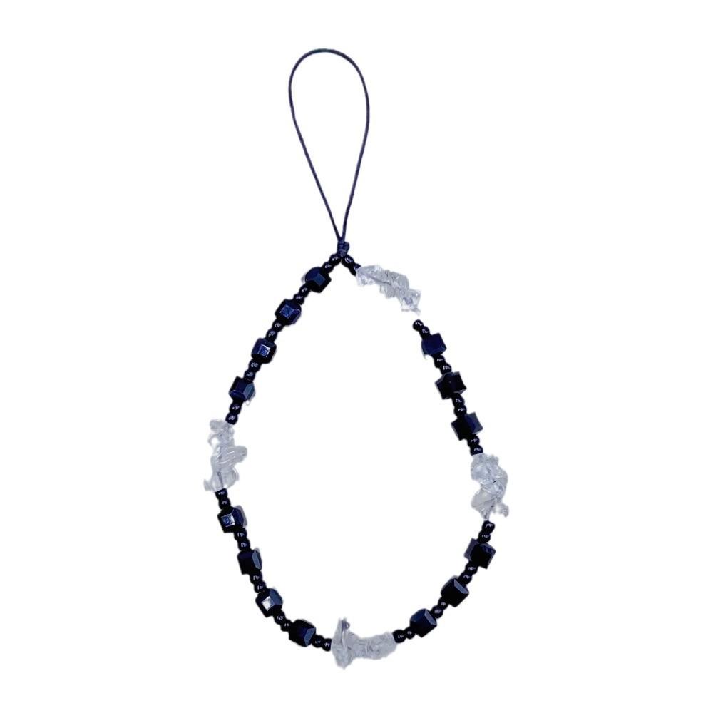 INS Wind Natural Crystal Black Square Crystal High-end Fashion Anti-lost Hand Carry Pendant Mobile Phone Chain