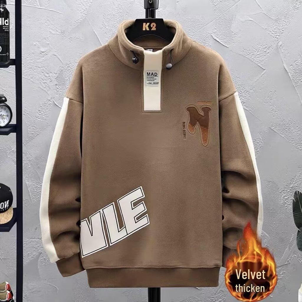 Korean-Japanese Harajuku Men's Double-Sided Fleece Hoodie