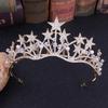Baroque Gold Color Star Crystal Pearl Wedding Tiaras Bridal Crown For Bride Rhinestone Crowns Headband Jewelry Hair Accessories