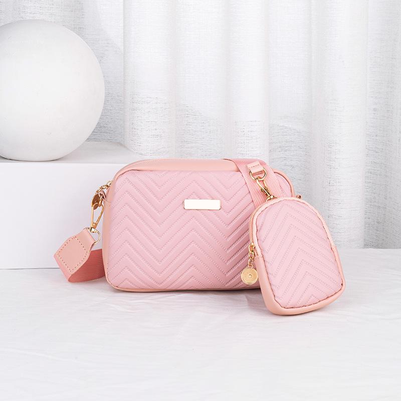 

New Style Embossed Sequin Cross-Body Shoulder Bags - Solid Color, Large & Small Sizes for Women 20*5.5*12 cm рожевий