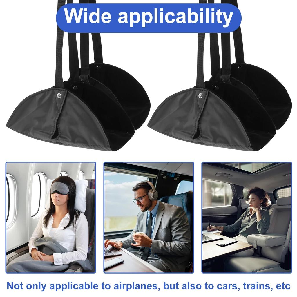 2PCS Adjustable Footrest Hammock Portable Travel Suspended Storage Bag Travel Long Flight Bus Train Office Leg Rest Hammock