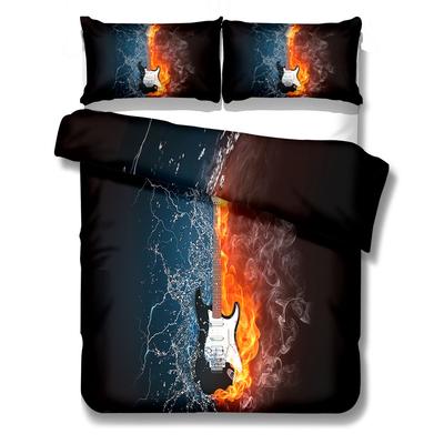 Guitar Play Musical Digital Printed Bedding Set Cozy Soft Duvet Cover Set King Queen Twin Size Birthday Gift Bedroom Decoration