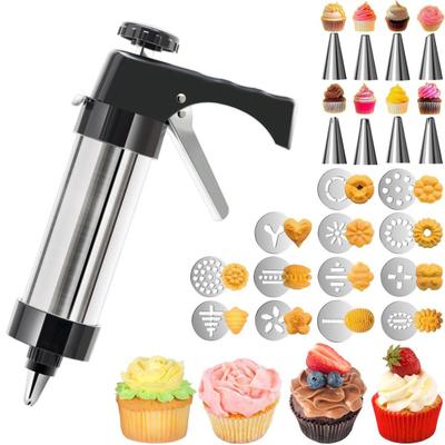 Cookie Press Maker Easy To Use 304 Stainless Steel Cookie Press with 13 Plates 8 Icing Tips Ergonomic Design Cookie Decorating Kit