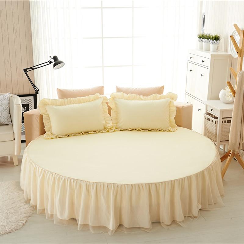 Star Hotel Supplies Cotton Round Bed Skirt Single Cotton Lace Round Bed Skirt Hotel Three-piece Suit