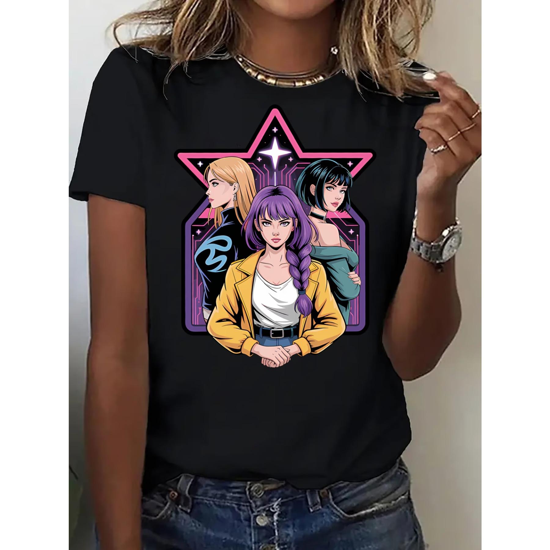 

KPOP Fashion T-Shirt Featuring A Beautiful Team Design, Women S Casual Round-Neck Tee XXL чорний