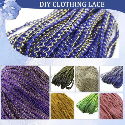 50 Yards 5mm Gold  Line Wave Lace Ribbon Stage Performance Dress Costume Handmade Trims Wedding Party Accessories #Ro