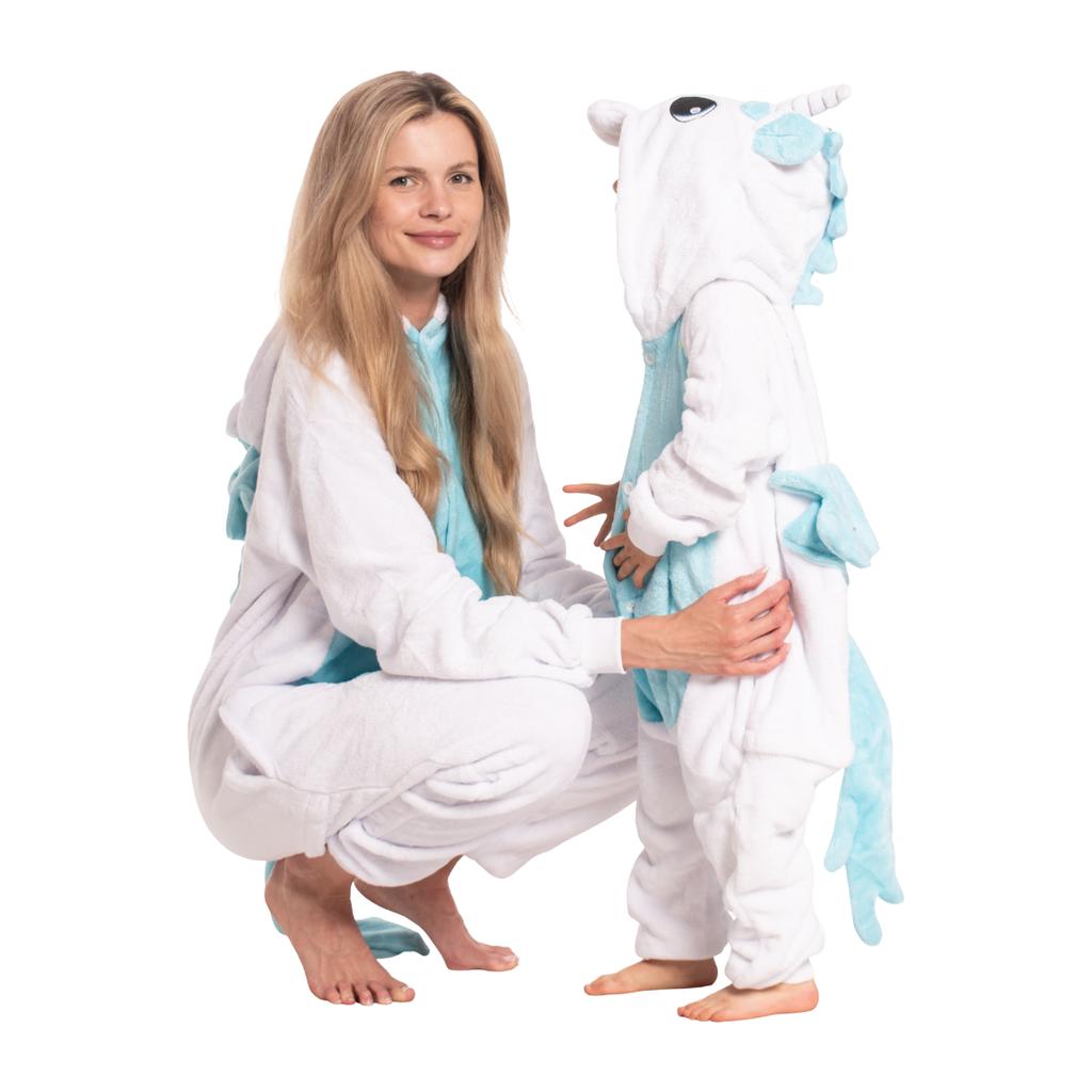 Piżama dla dzieci dziecięca kigurumi onesie jednorożec niebieski 105-115 cm