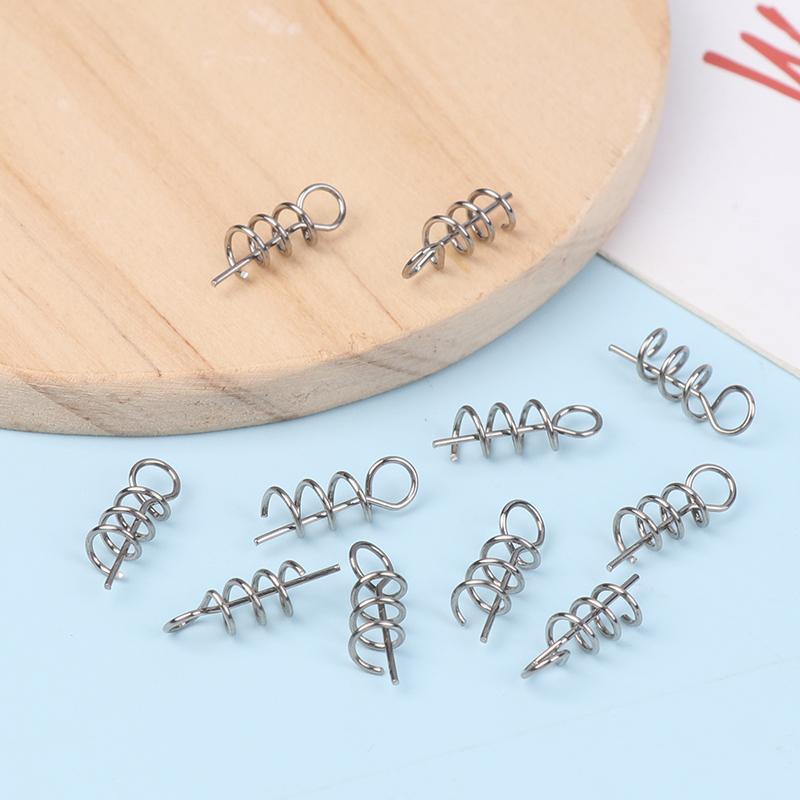 100Pcs Stainless Steel Spring Lock Pin Fishing Screw Crank Hook Spring Twist Lock Fishing Hook Connector For Soft Lure Tackle