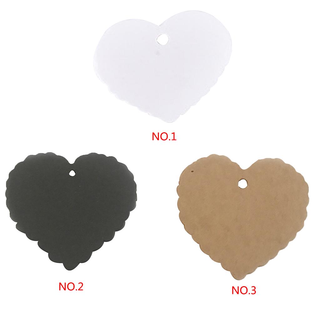 100pcs Kraft Paper Heart\-Shaped Solid Color Blank Label Jewelry Gift Postcard Home Wedding Party DIY Decoration Accessories