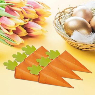 1-200PCS Creative Carrot Packaging Box Orange Candy Chocolate Cone Shaped Paper Gift Boxes Kids Easter Birthday Party Gift Bag